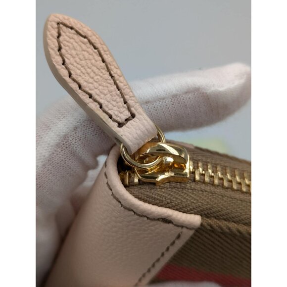 Burberry MN Zip Around Check Canvas Coin Wallet Pale Cameo 8084527 - Picture 6 of 11